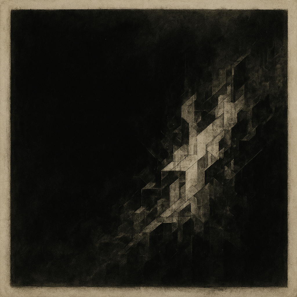 Dissolution II — ink network radiating from central void